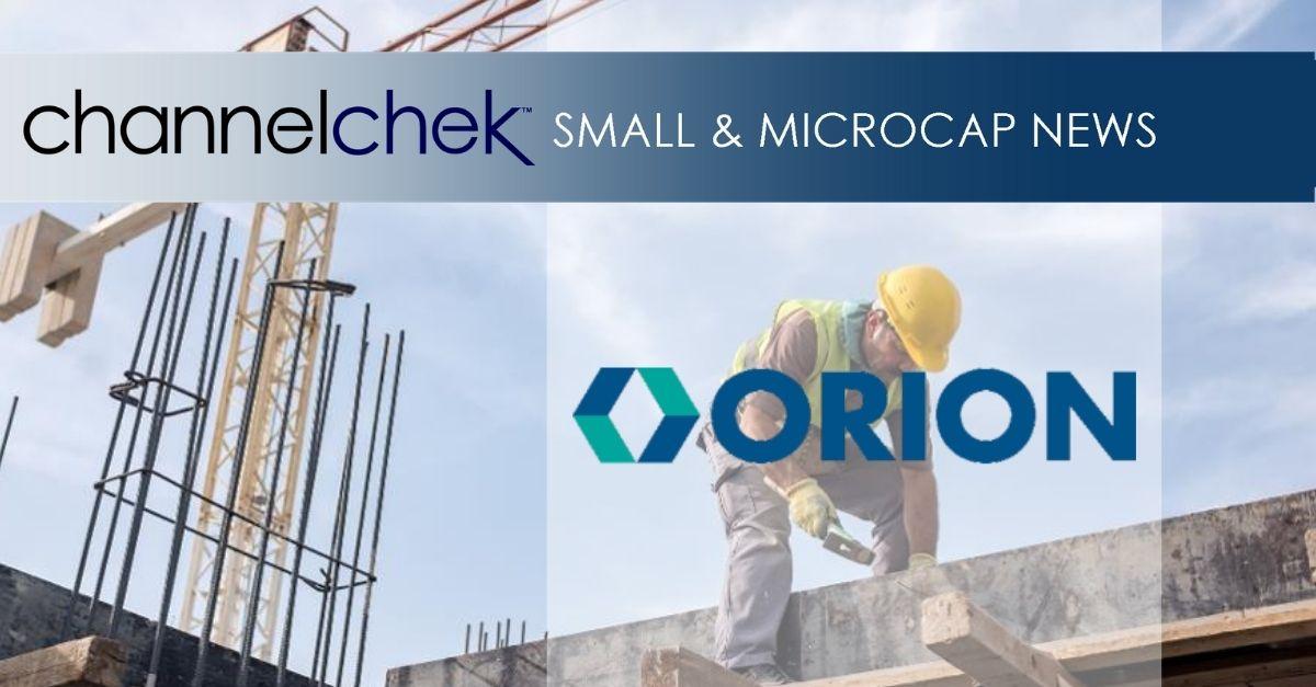 Release – Orion Group Holdings Inc Announces Contract Awards of Approximately $22 Million Value Could Increase