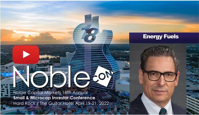 Energy Fuels (UUUU) NobleCon18 Presentation Replay